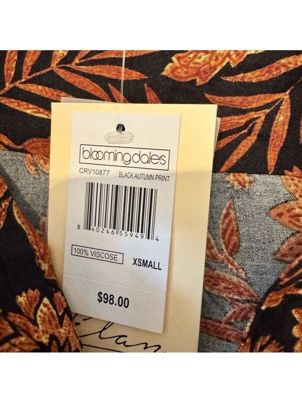 Elan Black Autumn Print Split Neck Top - Picture 10 of 11